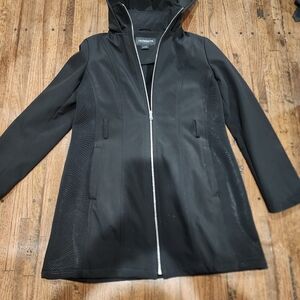 Liz Claiborne Black Long Waterproof Hooded Coat
